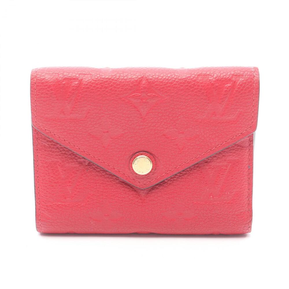Louis Vuitton Portefeuille Victorine Trifold Wallet Leather Monogram Red